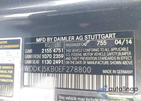 2014 Mercedes-Benz E 350 z USA, uszkodzony, nr VIN WDDKJ5KB0EF278800